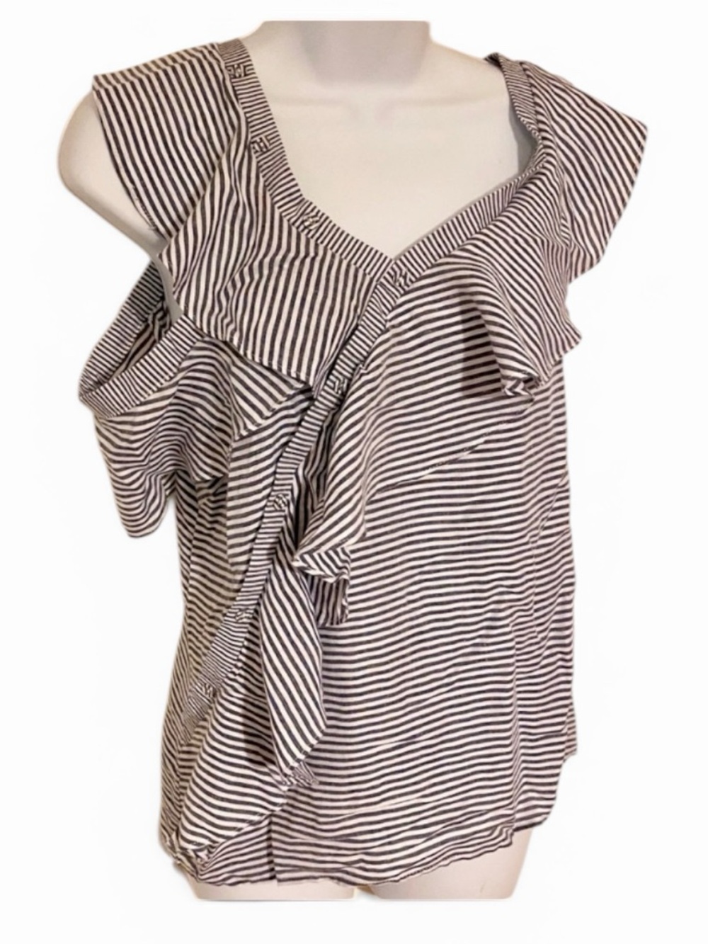 NWT Listicle Striped Asymmetrical Ruffle Top